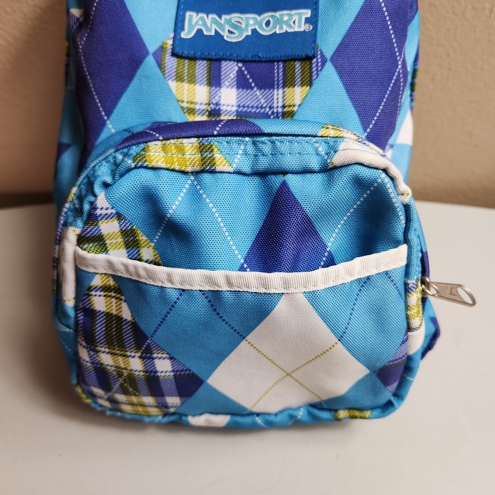 Jansport Blue Argyle Mini Backpack - Picture 2 of 9
